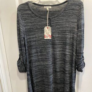 Rag Poets Dark Gray Dress, Roll Tab Sleeves, Size Small, New with tags